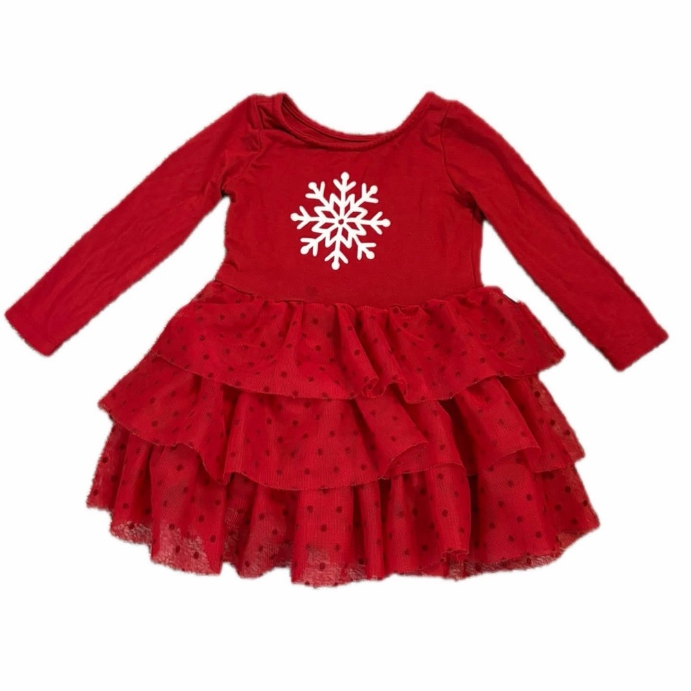 Little sleeps Bamboo 6-12 month red snowflake tulle dress